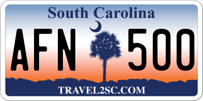 SC license plate AFN500