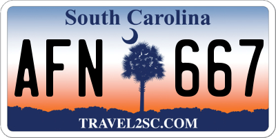 SC license plate AFN667