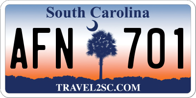 SC license plate AFN701