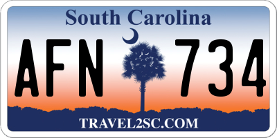 SC license plate AFN734