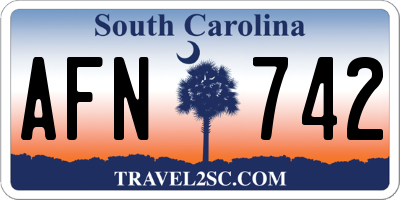 SC license plate AFN742
