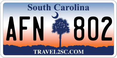 SC license plate AFN802