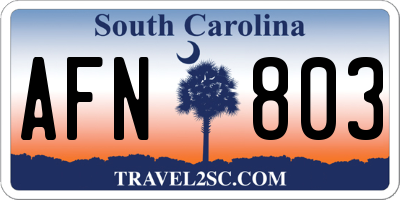 SC license plate AFN803