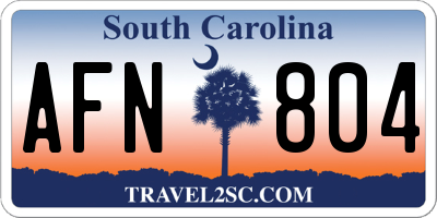SC license plate AFN804