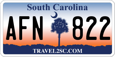SC license plate AFN822