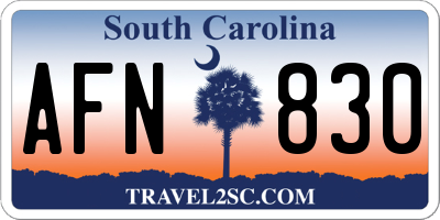 SC license plate AFN830