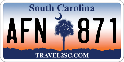 SC license plate AFN871