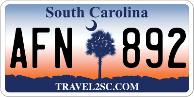 SC license plate AFN892