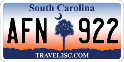 SC license plate AFN922