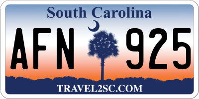 SC license plate AFN925