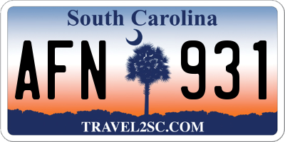 SC license plate AFN931