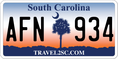 SC license plate AFN934