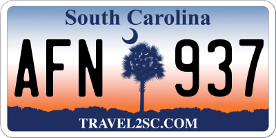 SC license plate AFN937