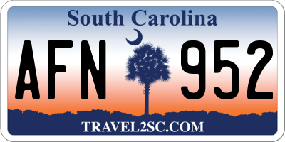 SC license plate AFN952