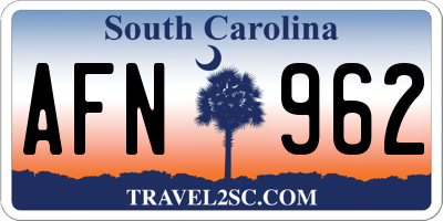 SC license plate AFN962