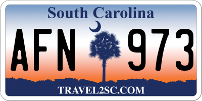 SC license plate AFN973