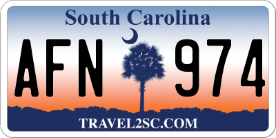 SC license plate AFN974