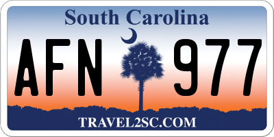 SC license plate AFN977