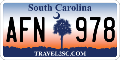 SC license plate AFN978