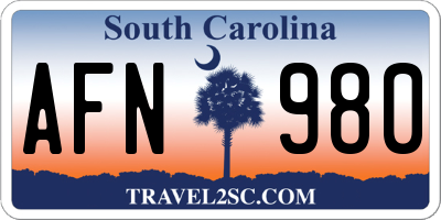 SC license plate AFN980