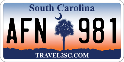 SC license plate AFN981