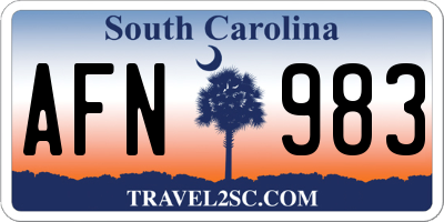 SC license plate AFN983