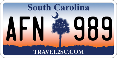 SC license plate AFN989