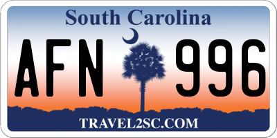 SC license plate AFN996