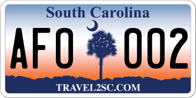 SC license plate AFO002