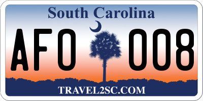 SC license plate AFO008