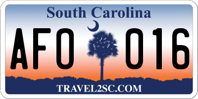 SC license plate AFO016