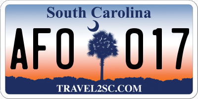 SC license plate AFO017
