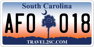 SC license plate AFO018