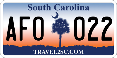 SC license plate AFO022