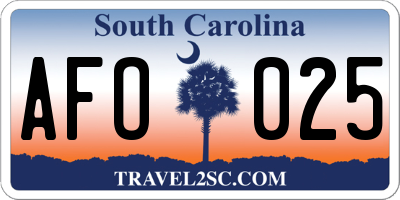SC license plate AFO025