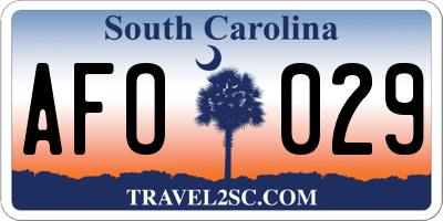 SC license plate AFO029