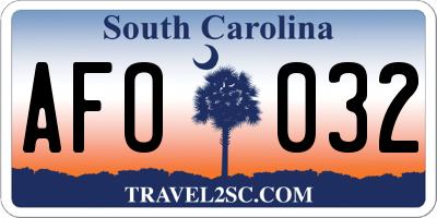 SC license plate AFO032