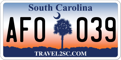 SC license plate AFO039