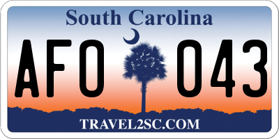 SC license plate AFO043