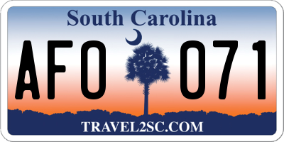 SC license plate AFO071