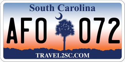 SC license plate AFO072