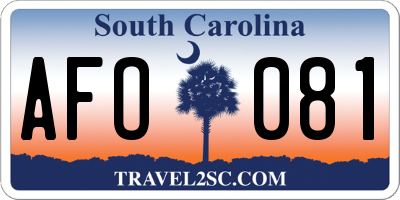 SC license plate AFO081