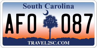 SC license plate AFO087