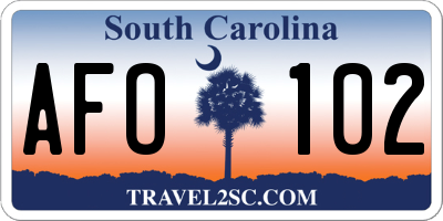 SC license plate AFO102