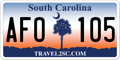 SC license plate AFO105