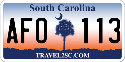 SC license plate AFO113