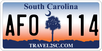 SC license plate AFO114