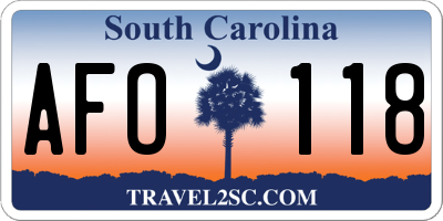 SC license plate AFO118