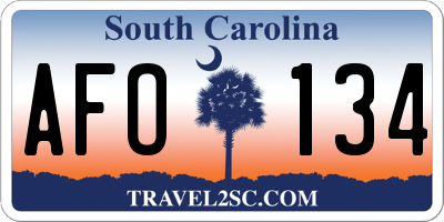SC license plate AFO134
