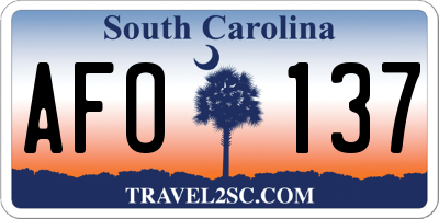 SC license plate AFO137